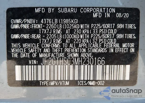 2021 Subaru Crosstrek Sport from USA, damaged, VIN JF2GTHSC3MH230166